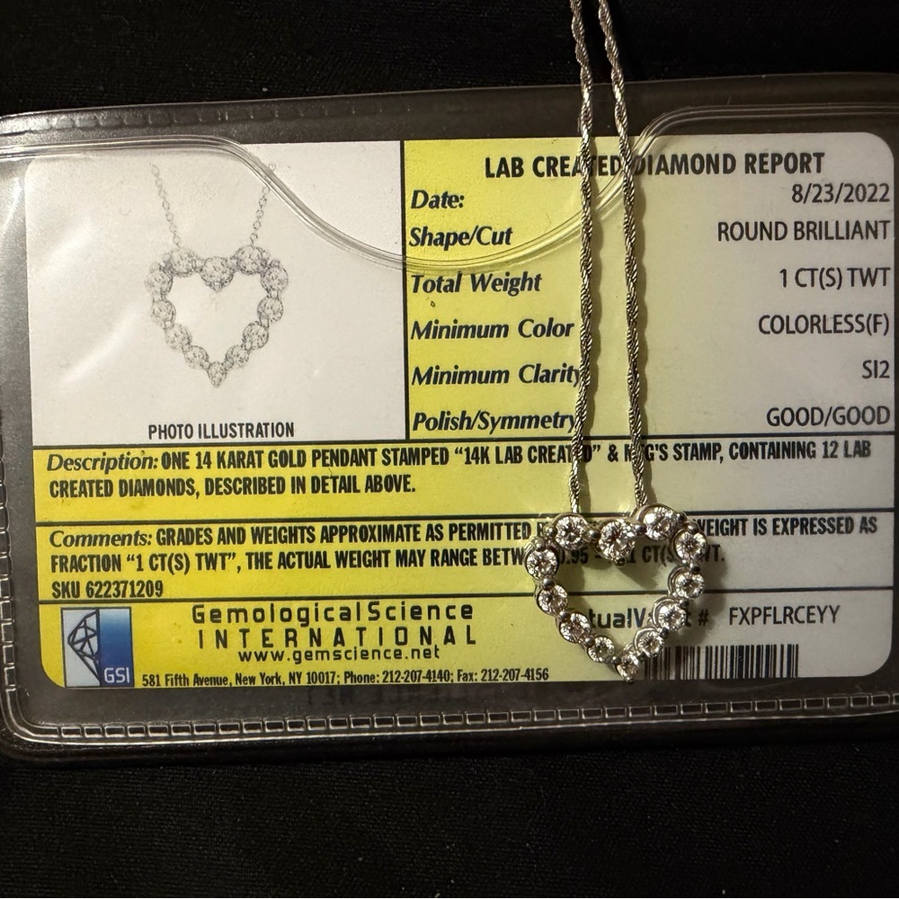 Kay Heart Diamond Necklace 1ct - Picture 2 of 12